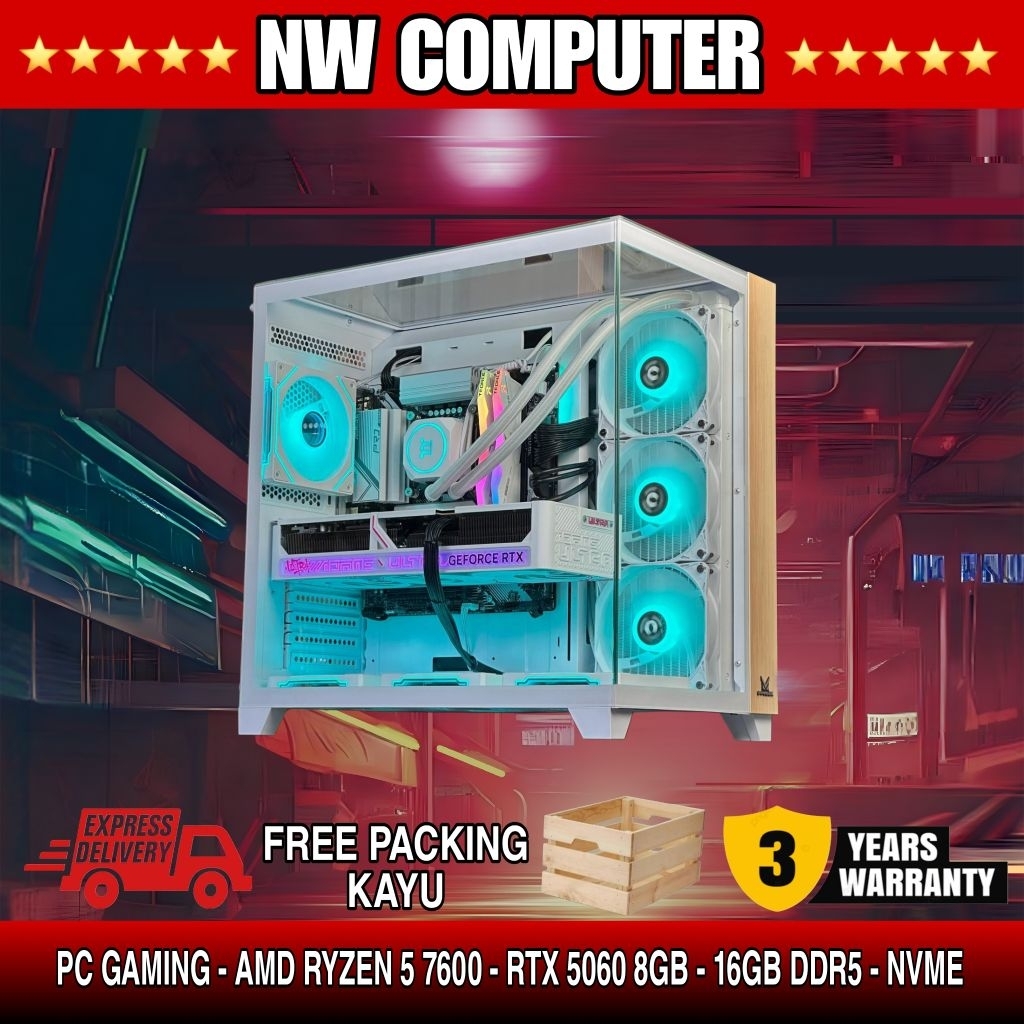 Jual PC Gaming AMD Ryzen 5 7600 | RTX 5060 8GB | 16GB DDR5 | NVMe ...
