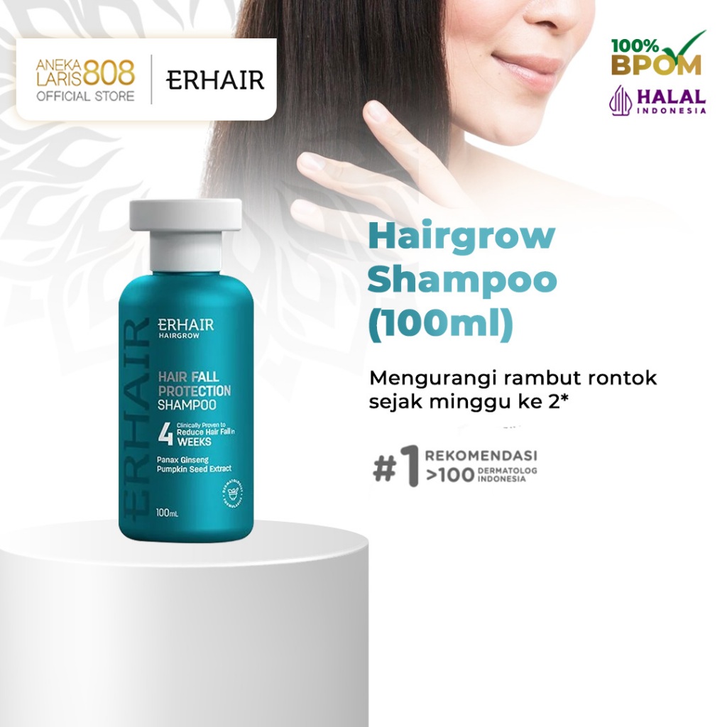 Shampo Penumbuh Rambut ERHA ERHAIR Hairgrow Shampoo with Panax Ginseng 100ml Atasi Rontok