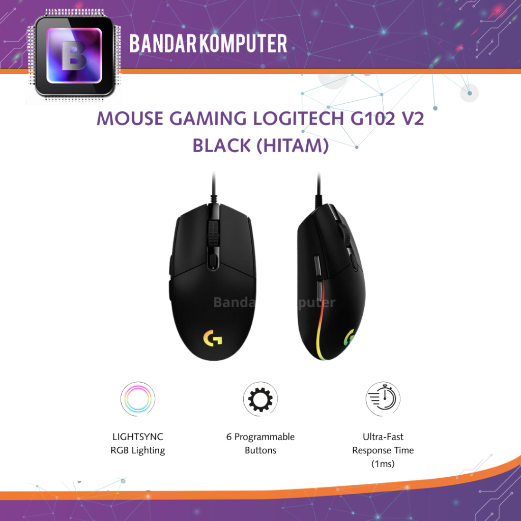 Jual MOUSE GAMING LOGITECH G102 V2 BLACK (HITAM) | Shopee Indonesia