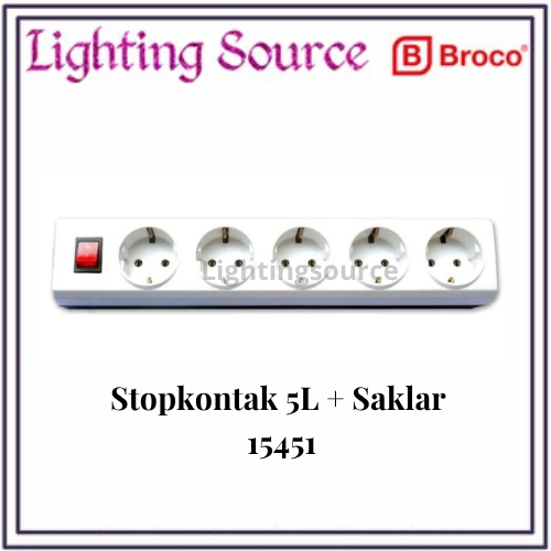 Jual BROCO STOPKONTAK 5 LUBANG + SAKLAR ON OFF 15451 NON CHILD ...