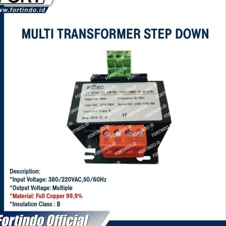Jual Multi Trafo Transformer Step Up Down FT-JK700-220 700VA MERK FORT ...