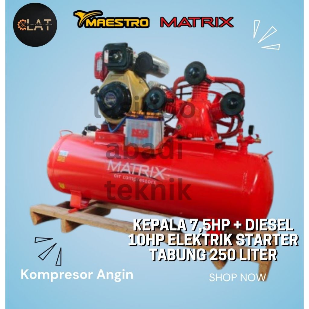 Jual Kompresor Angin Set MAESTRO MT186FAE 10HP + MTX3090 7.5HP 250L ...