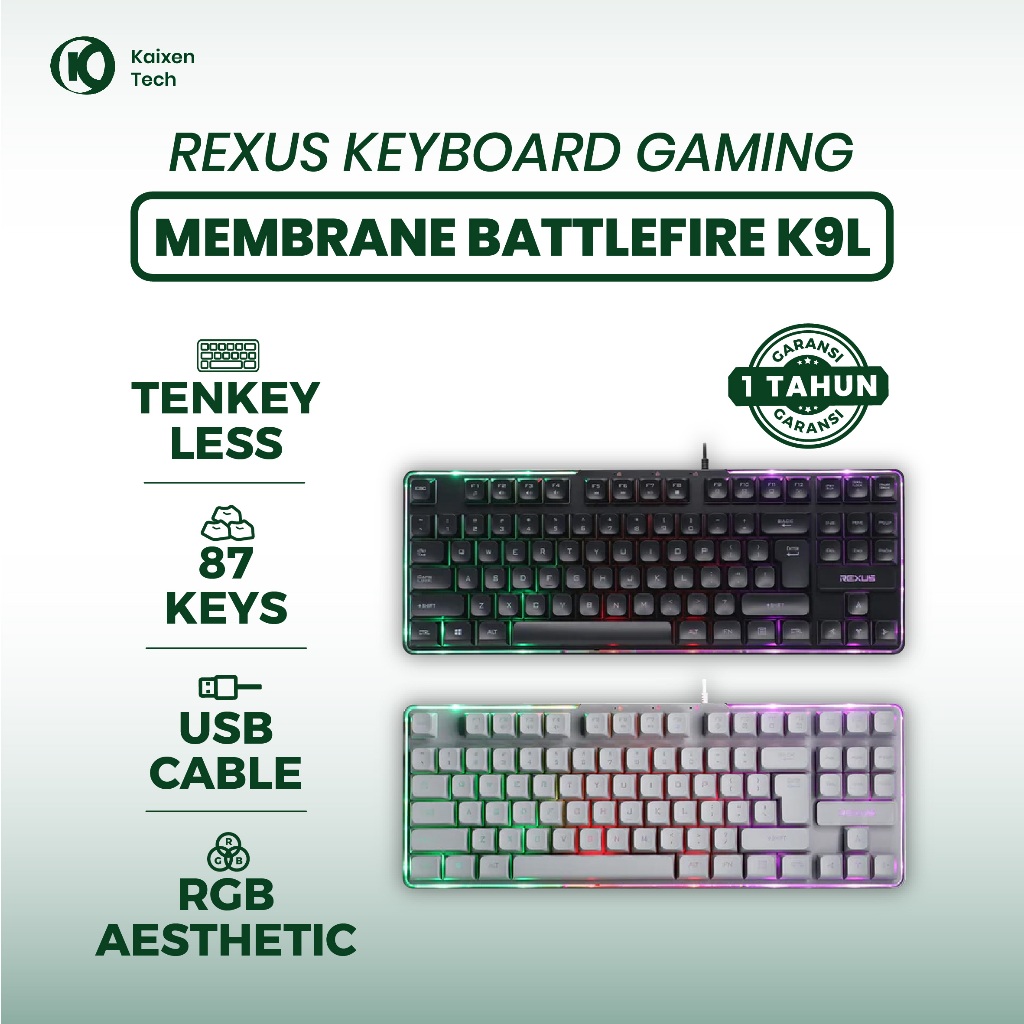 Jual Keyboard Rexus K9L TKL RGB LED - Gaming Profesional | TKL ...