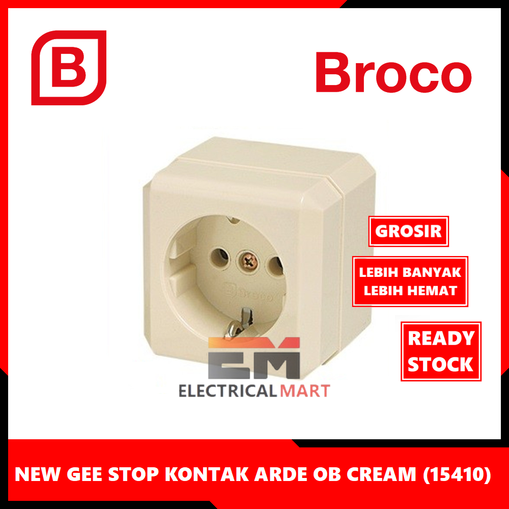 Jual (GROSIR) Stop Kontak Arde Broco New Gee OB Cream (15410) Socket 2P ...