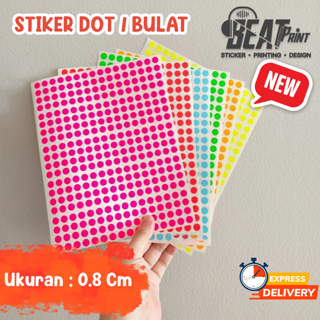 Jual STIKER BULAT KECIL ECER 1 LEMBARAN / STICKER DOT KECIL WARNA WARNI ...