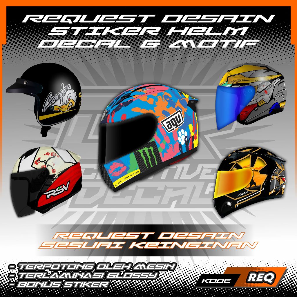 Jual REQUEST DESAIN STIKER DECAL, STIKER MOTIF & WATER DECAL HELM ...