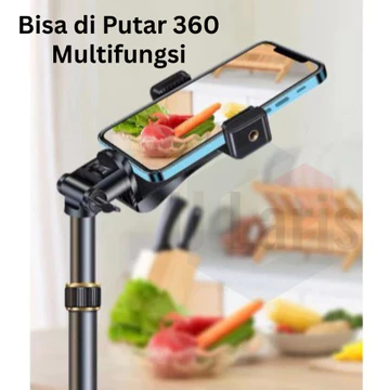 Tripod Profesional A1 Metalic Besi Tebal 2.1 Meter Handphone Chrome Gratis Holder HP