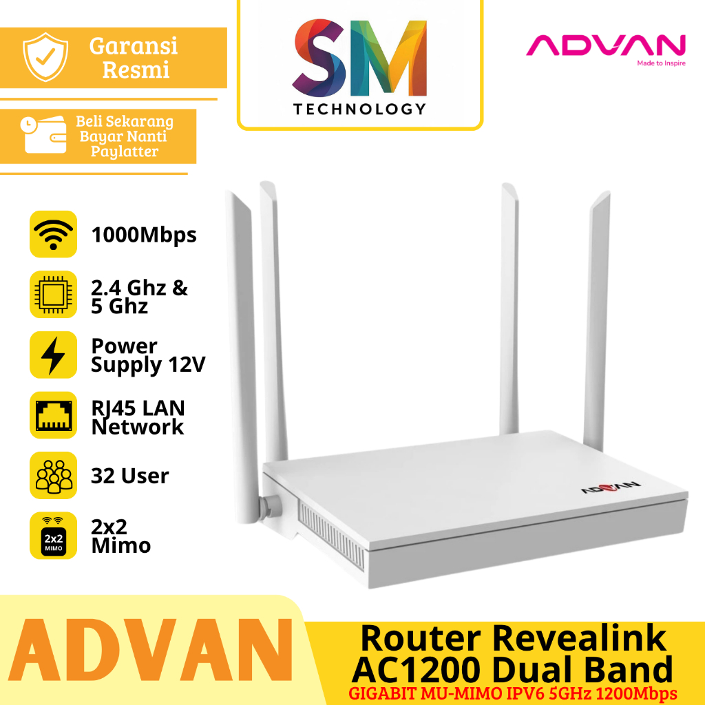 Jual ADVAN REVEALINK Dual Band Router Wireless AC1200 WIFI 5 GIGABIT MU ...