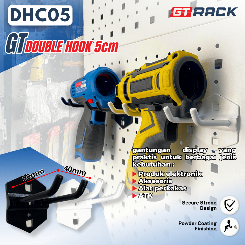 Jual GT RACK DHC05 - GT DOUBLE HOOK 5CM - GANTUNGAN BESI PENGAIT SIDE ...
