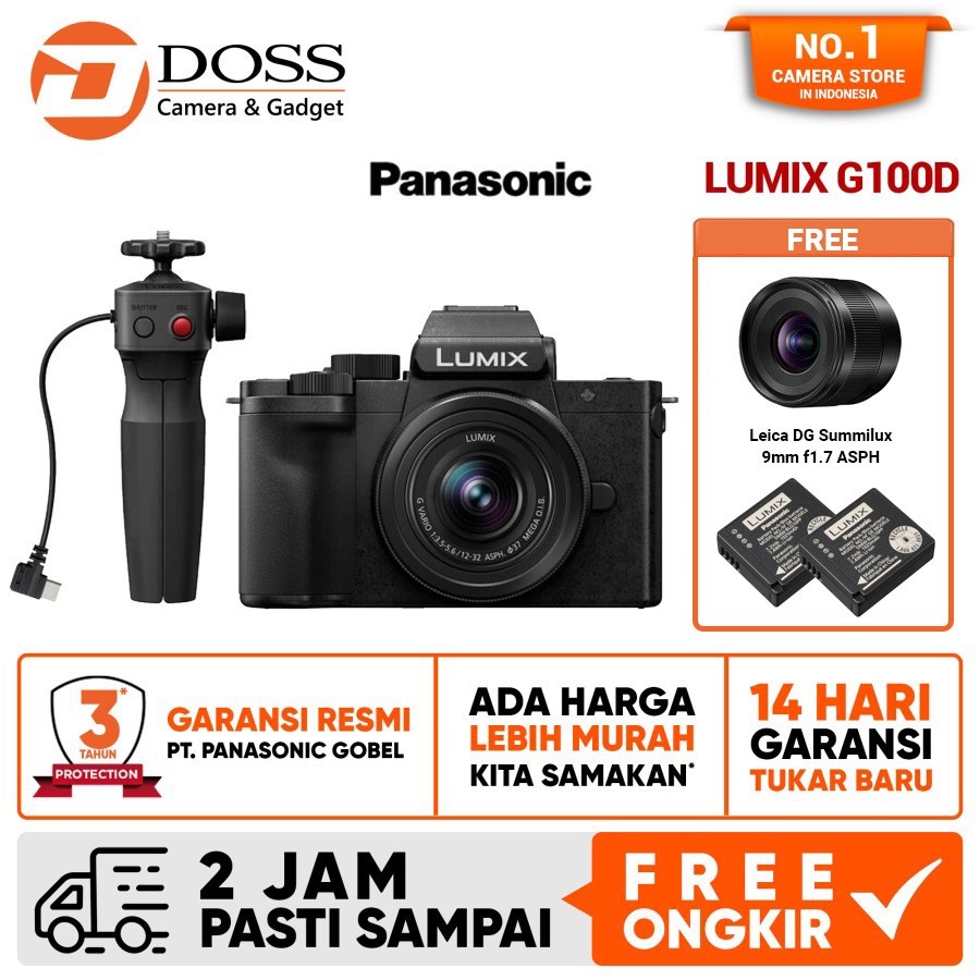 Jual Panasonic Lumix G100D Mirrorless Camera Kit 12-32mm Lens & Tripod ...