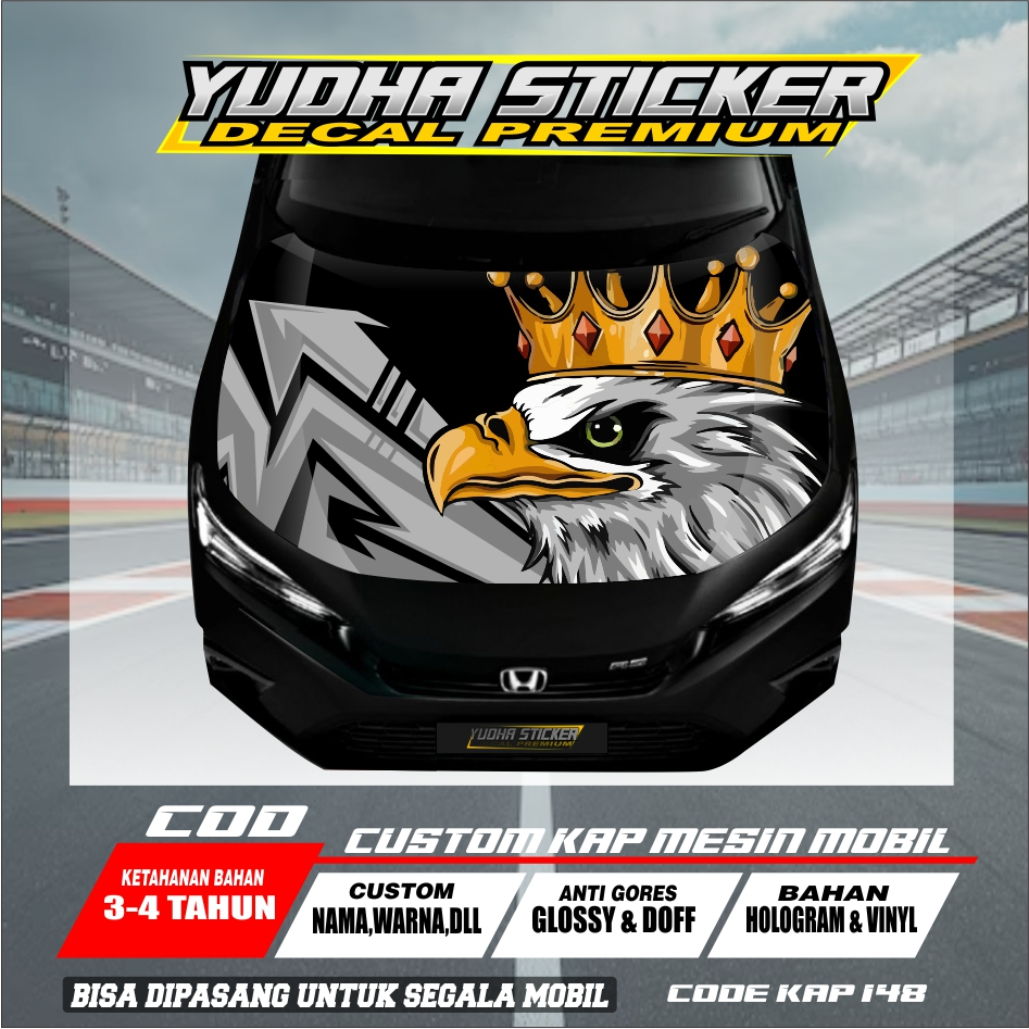 Jual STICKER KAP MESIN MOBIL FREE CUSTOM KAP 146 / BISA DIGUNAKAN UNTUK ...