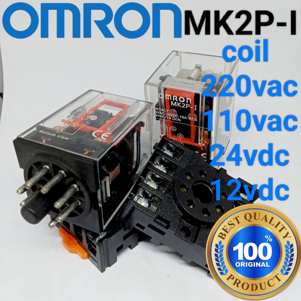 Jual Omron relay mk2p-i mk2p mk2 12vdc 10a 8pin set socket original ...