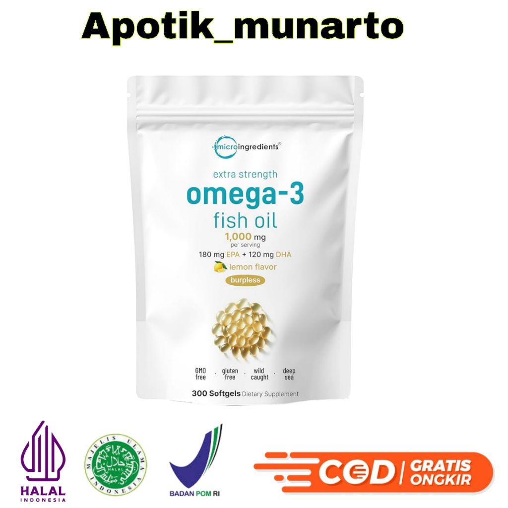 Jual Micro Ingredients Extra Strength Omega 3 Fish Oil Supplements 1 ...