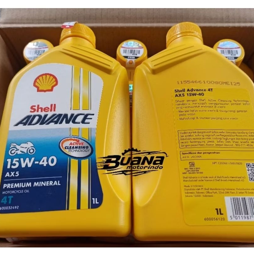 Jual Oli Shell AX5 4T SAE 15W-40 1 Liter Oli Shell Advance AX5 1L ( 1 ...