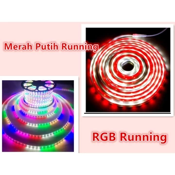 Paket Lampu Led Strip Selang 2835 220V Rgb Led Strip 2835 Rgb Running Satu Set Tinggal Colok