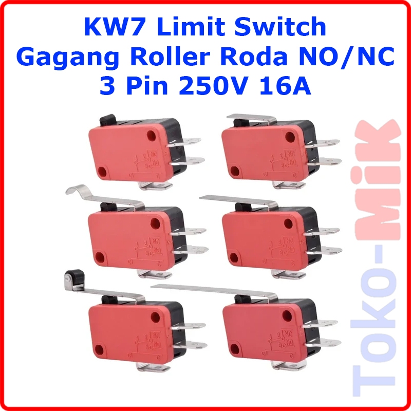 Jual KW7 Limit Switch Gagang Roller Roda 250V 16A 3 PIN NO NC V-15/152 ...