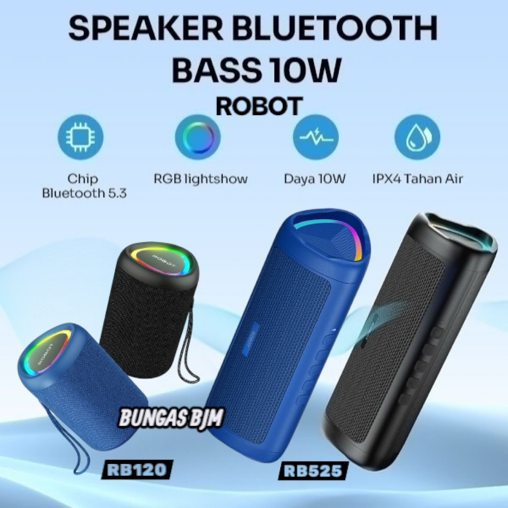Jual ROBOT speaker bluetooth rb120 / RB525 dilengkapi led rgb tahan air ...