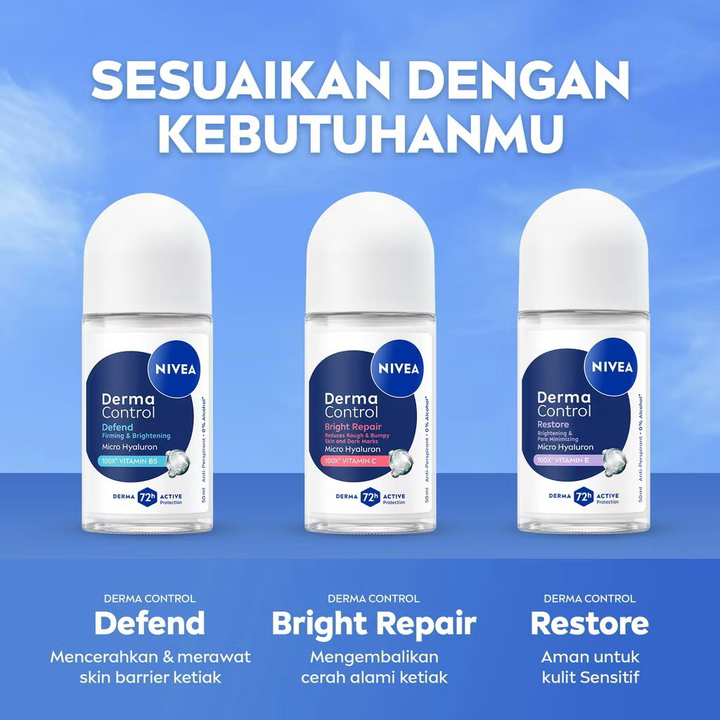 Jual NIVEA Deodorant Roll On Derma Control Defend Restore Bright Repair ...