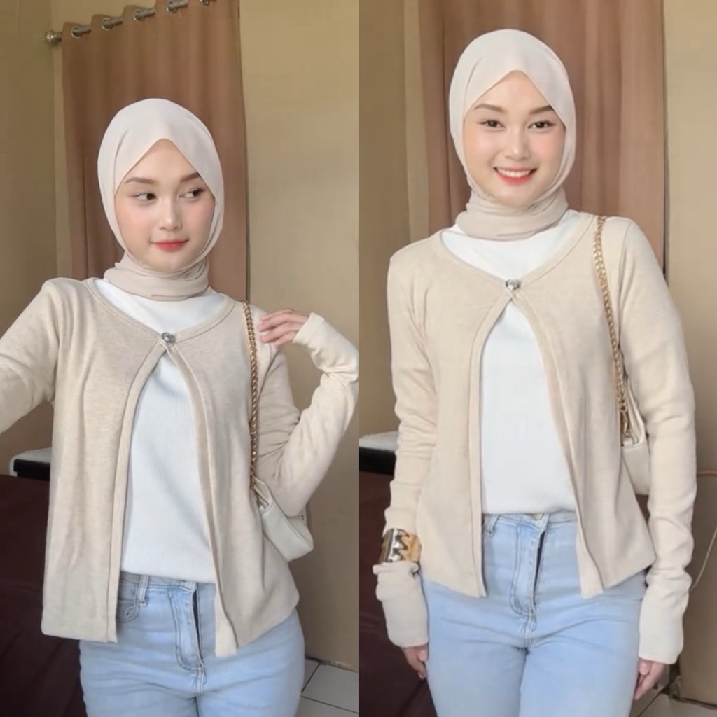 Jual Cardigan Crop Knitwear Wanita/Cardigan Rajut/Basic Knit Cardi ...
