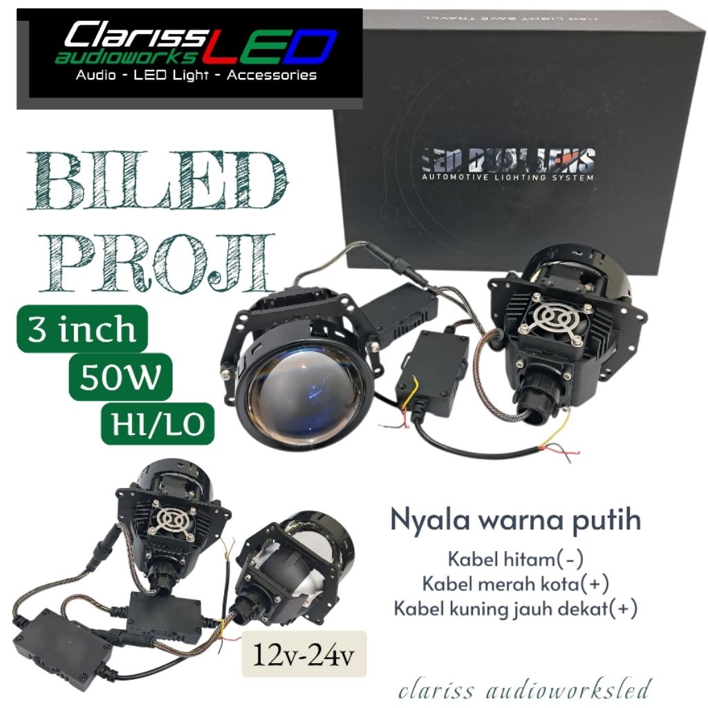 Jual BILED PROJI 3inc PROJECTOR HI/LOW PUTIH 12v-24v 50W | Shopee Indonesia