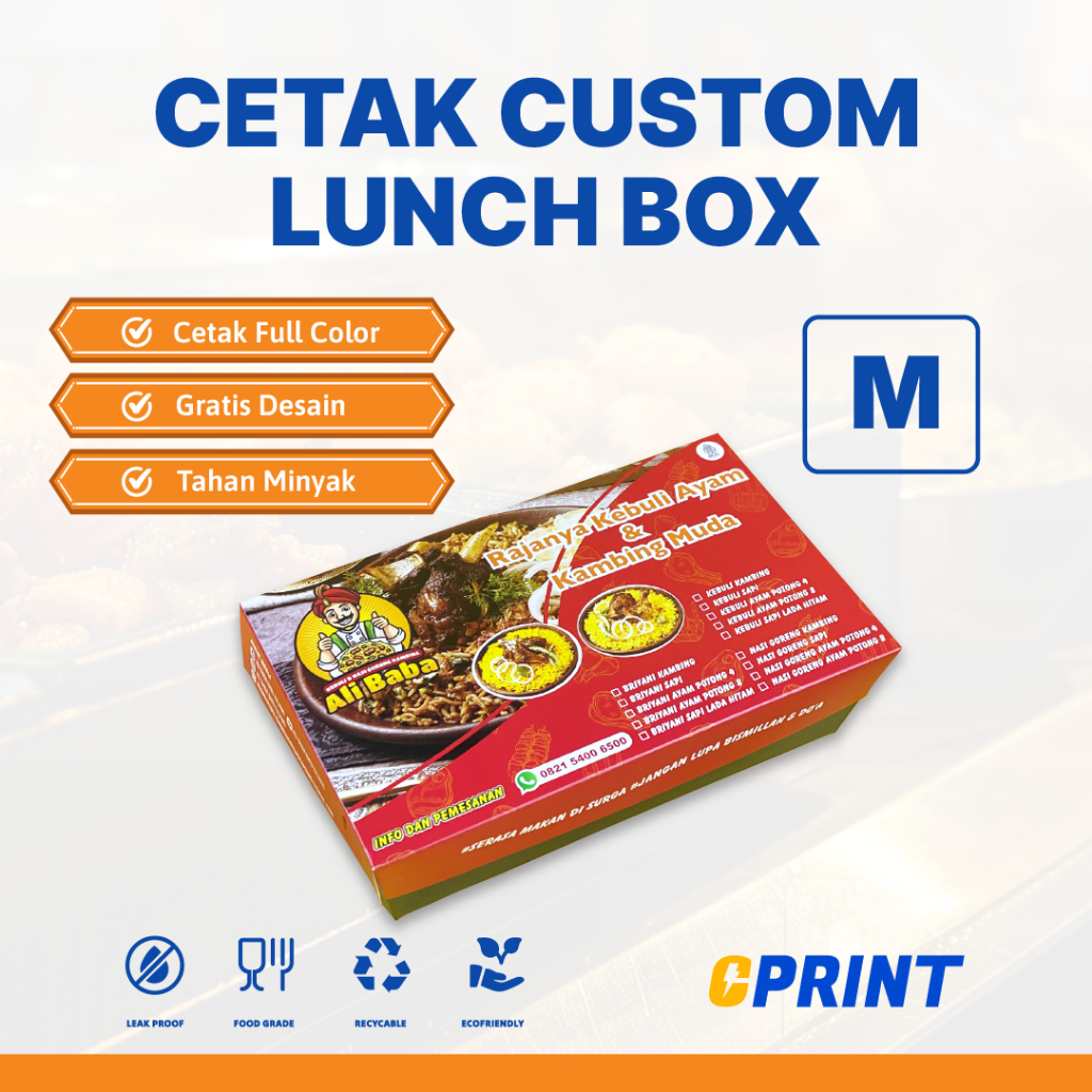 Jual (Reguler) Packaging Lunch Box Size M – Bahan Ivory 270gr Custom ...