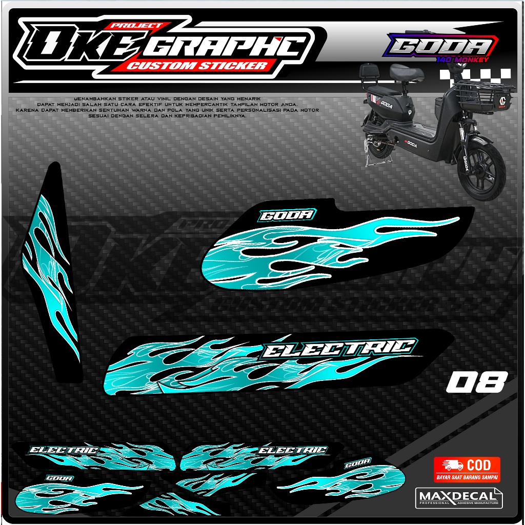 Jual KODE 08 - STRIPING STICKER SEPEDA LISTRIK GODA - STRIPING STIKER ...