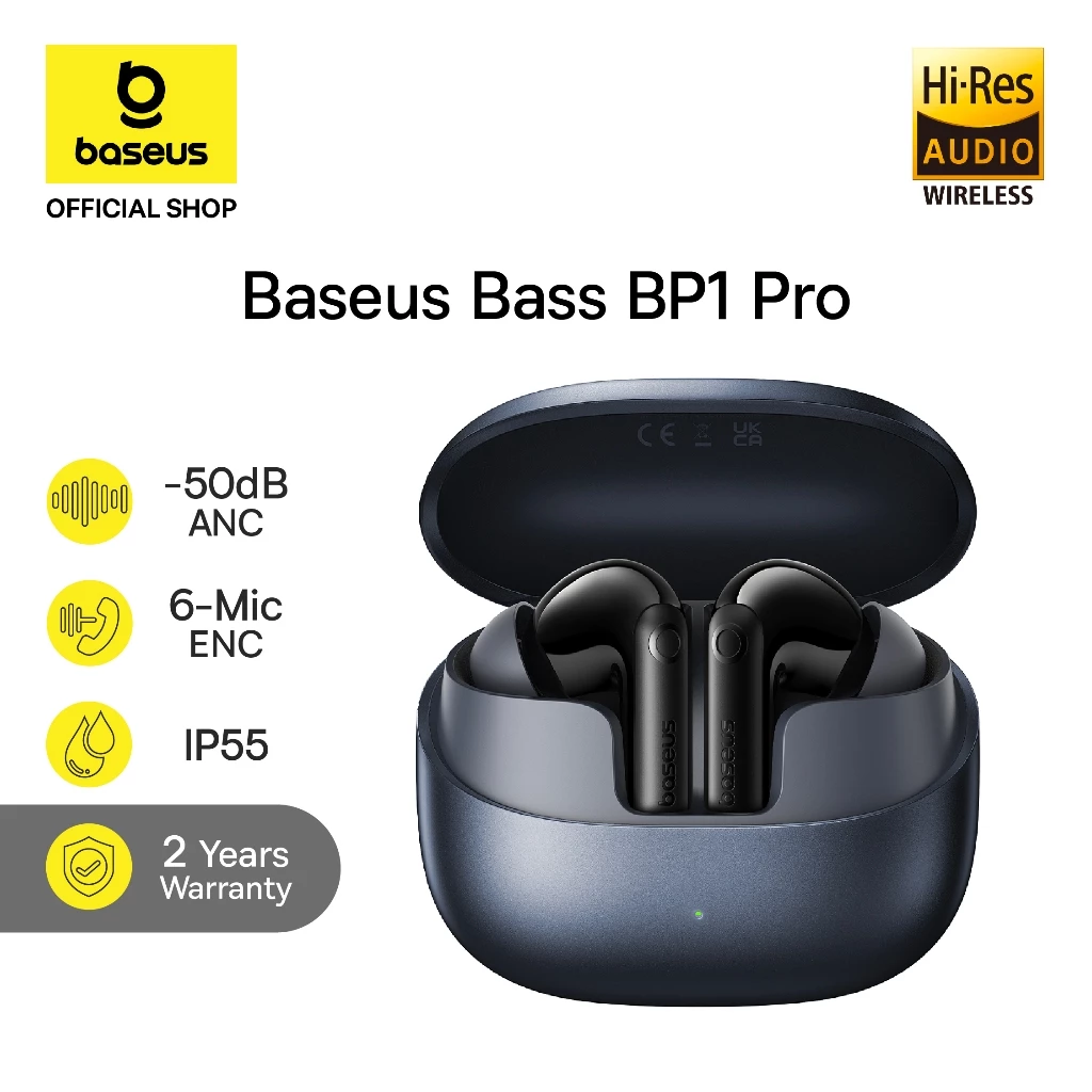 Baseus BP1 Pro TWS ANC Hi-Res LDAC -50dB 6 Mic ENC with IP55 & 55H Earbud Earphone Bluetooth 6.0