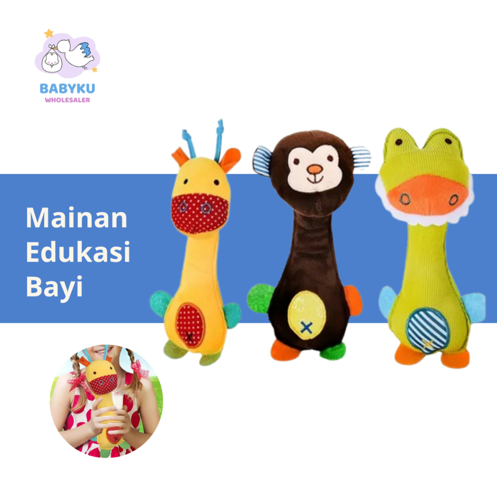 Jual Mainan bayi rattle stick animal / baby toys rattle / mainan ...