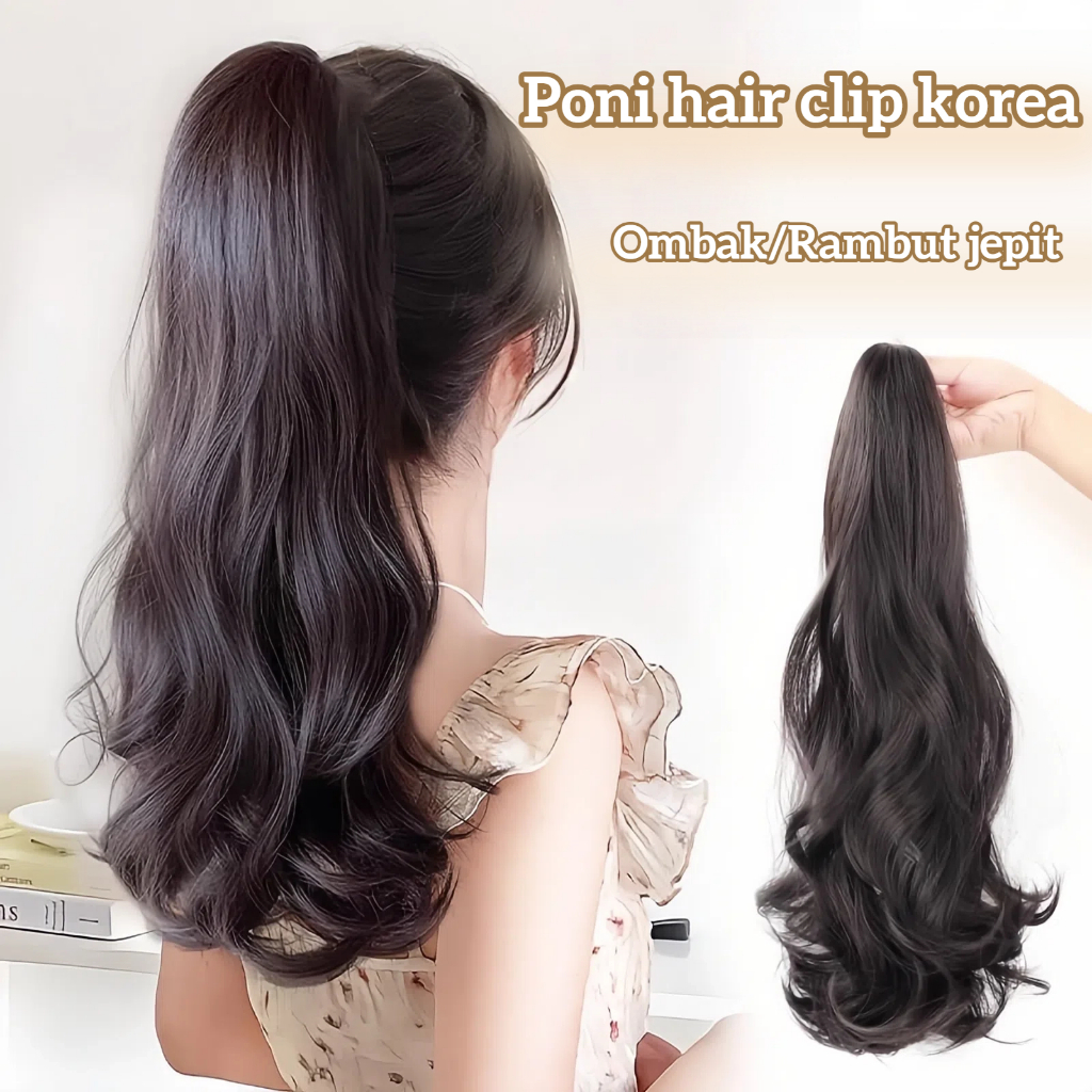 Jual Rambut palsu ekor kuda wanita, tiruan rambut asli dengan penjepit ...