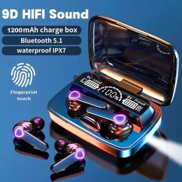 M10 Headset Bluetooth Full Bass Stereo 3500mAh Power Bank Wireless Earphone Tahan Air TWS