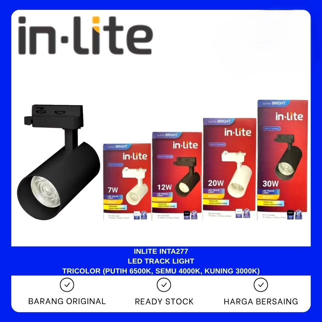 Jual Inlite LED Track Light 3 Warna INTA277 Tricolor 3000K/4000K/6500K ...