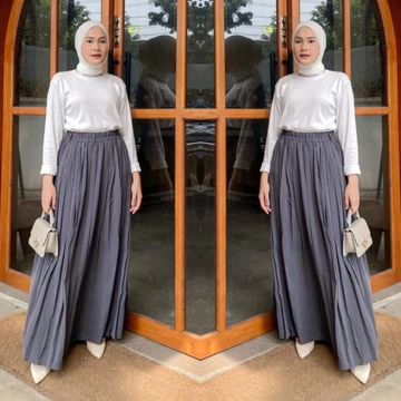 Aretha Pleated Skirt Rok Plisket Premium Tebal Rok Plisket Premium Jumbo Clara Basic Color