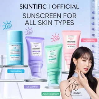 SKINTIFIC UV Shield Sunscreen All Series - SPF50+ SPF35 PA++++ Skincare | Matte Fit / Bright Fit / 5X Ceramide / Aqua Light Daily/ Light Serum Brightening Sunscreen With Vitamin C 5X Ceramide Zinc PCA Ectoin Oat Extract UVA/UVB Filte