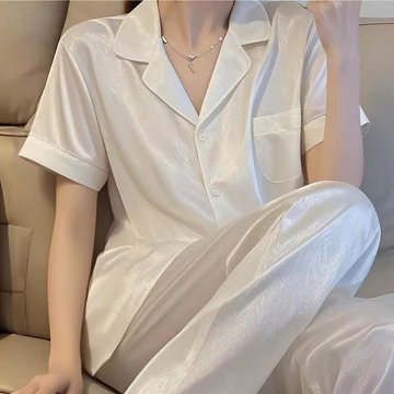 2026 Baju Tidur Piyama Satin Jacquard Wanita Jacquard Prancis