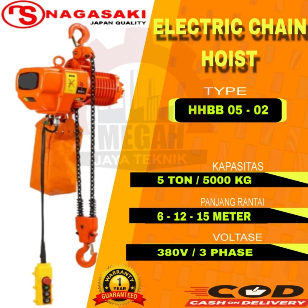 Jual ELECTRIC CHAIN HOIST KAPASITAS 5 TON RANTAI 6 MTR, 12 MTR, 15 ...