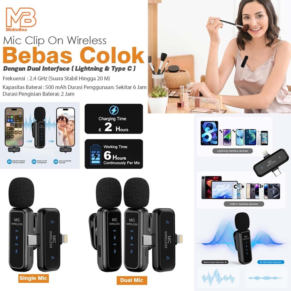 Jual Mikrofon Wireless Clip On Microphone Lightning Type C dan ...