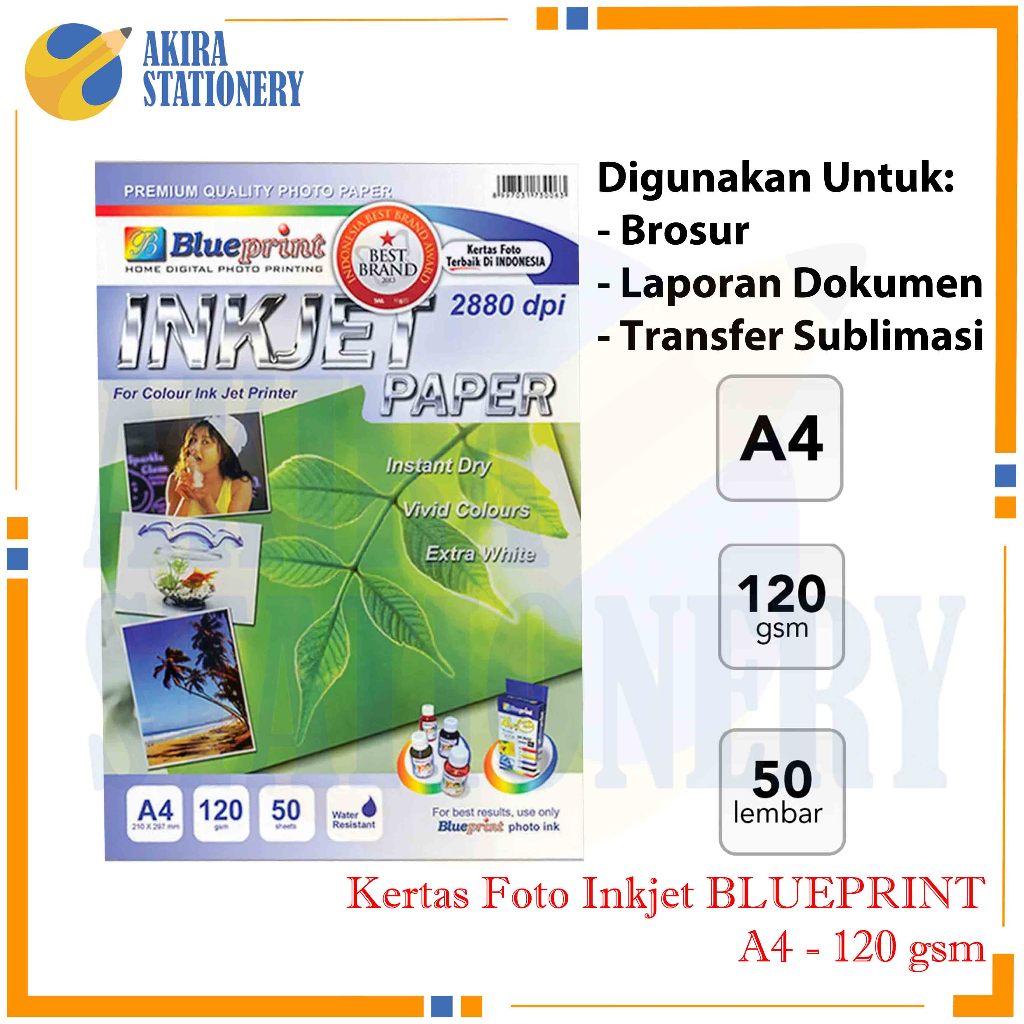 Jual Inkjet Paper BluePrint A4 120 Gsm / Kertas Inkjet Blueprint Ukuran ...