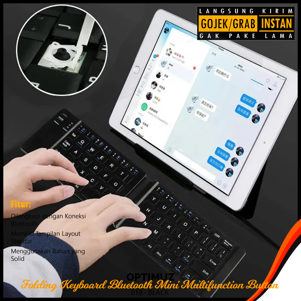 Jual Optimuz Folding Keyboard Bluetooth Mini Multifunction Button - 018 ...
