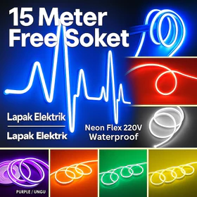 Lampu Led Neon Flex 15 Meter Kamar Aesthetic Tempel Dinding Plafon Remote RGB Running 5m 10m