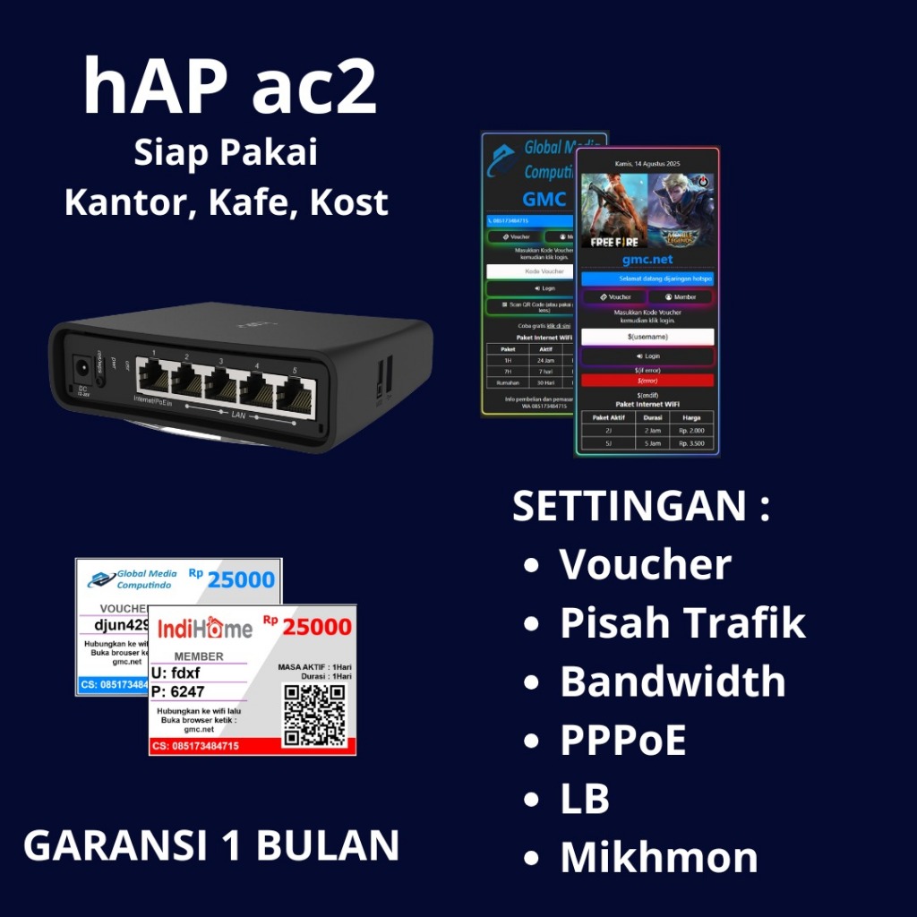 Jual MikroTik hAP ac2 Routerboard Dual-Band WiFi 2.4GHz & 5GHz 5 Port ...