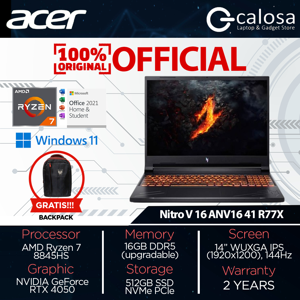 PC Portable Gamer Acer Nitro V 17 AI - Écran 17.3 FHD 144Hz - AMD Ryzen 9 - RTX 5070 - 32Go RAM - 1To SSD - 5