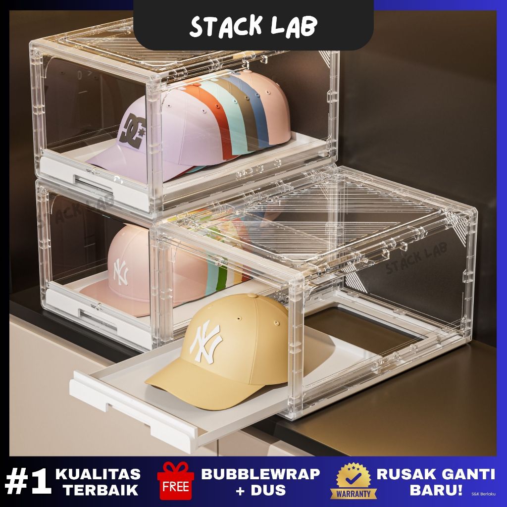 Jual STACK LAB - Acrylic Hat Sliding Drawer Transparent Box Clear ...