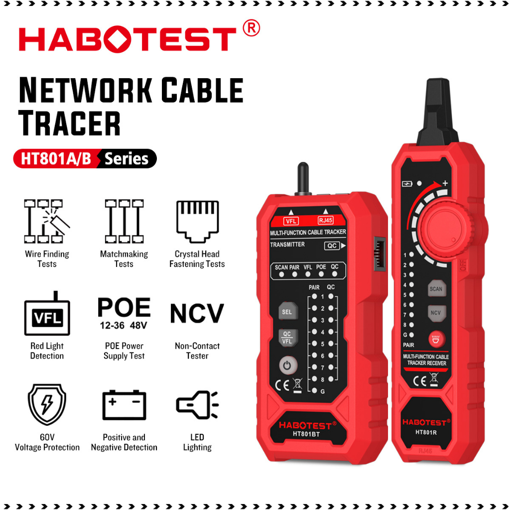 Jual HABOTEST HT801A/B Wire Tester RJ45 RJ11 Cable Tracker Line Finder ...