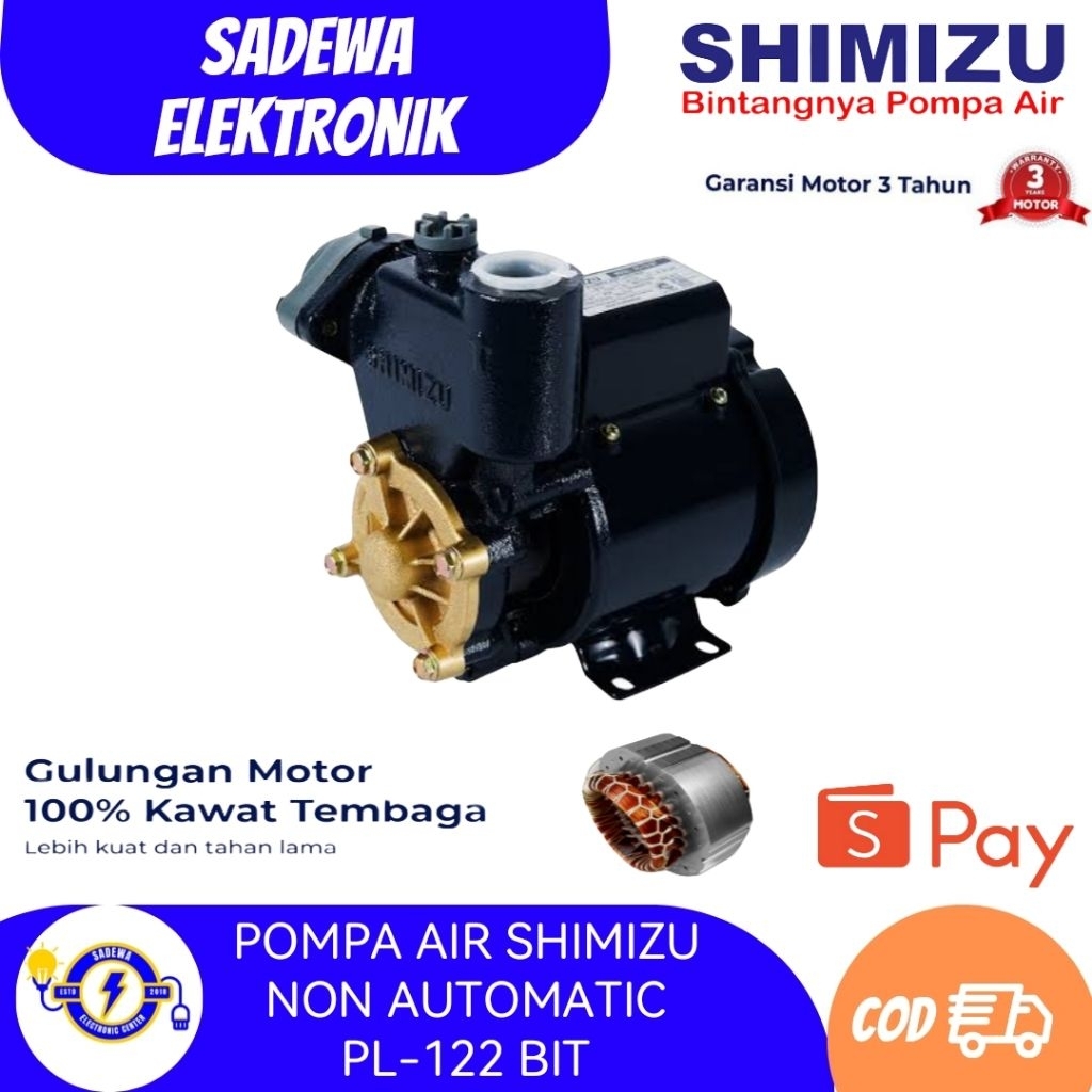 Jual SHIMIZU PL-122 BIT POMPA AIR LISTRIK SUMUR DANGKAL | Shopee Indonesia