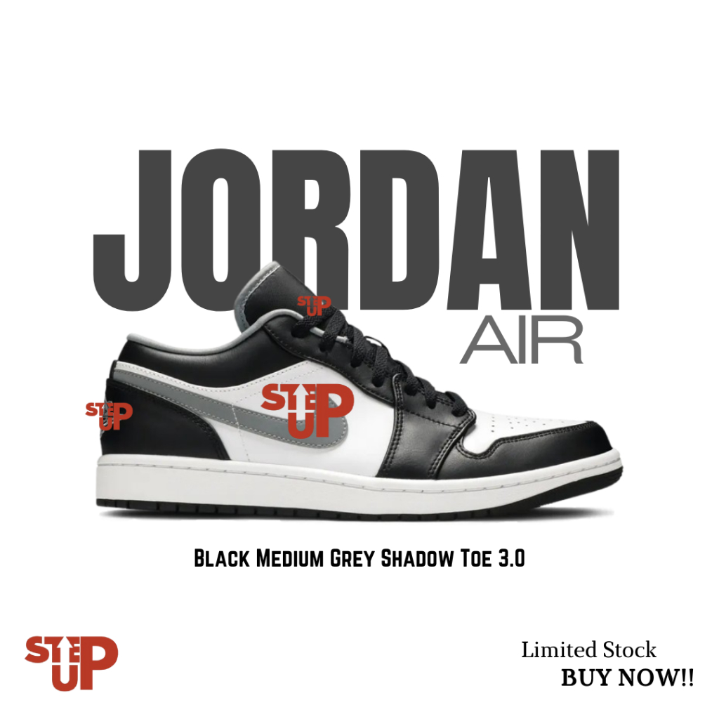 Jual Sepatu Sneakers Air Jordan Low Black Medium Grey Shadow Toe