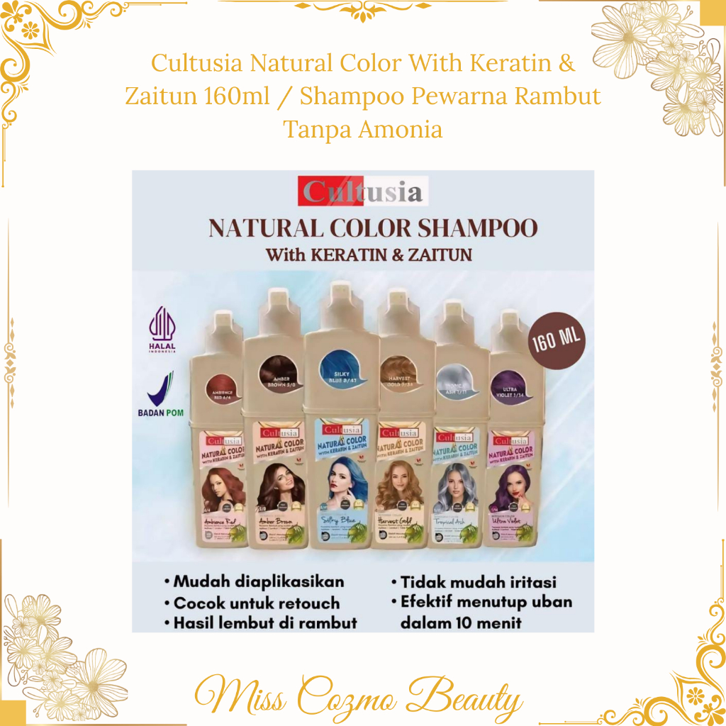 Jual Cultusia Natural Color With Keratin & Zaitun 160ml / Shampoo ...