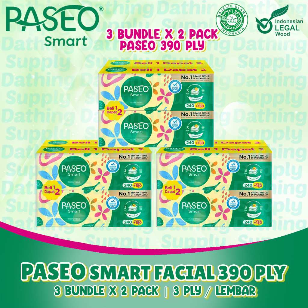 Jual 3 BUNDLE - PASEO Smart Facial Tissue Bundle Pack 390 Helai - 3 ...