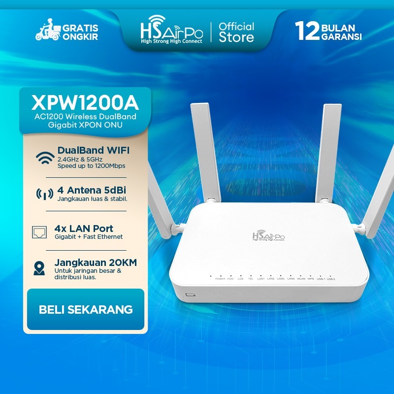 Jual HSAirpo XPON ONU XPW1200A Router Fiber Optik Dual Band Gigabit ...
