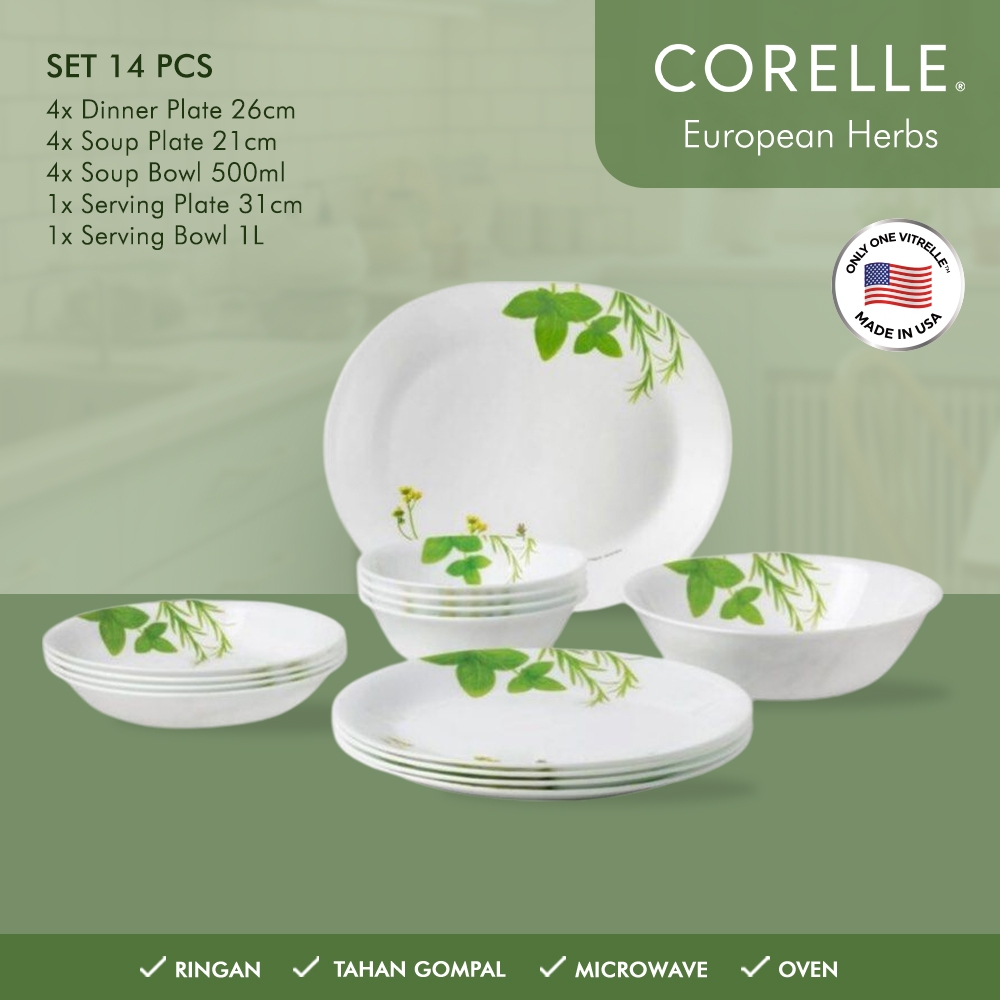 Jual Corelle European Herbs Dinner Set Set Piring Mangkok Makan