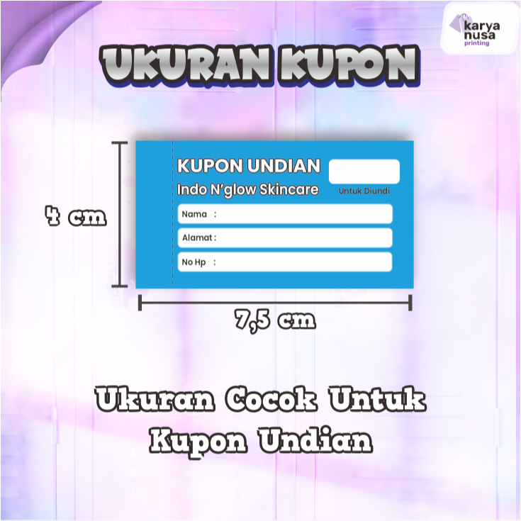 Jual Kupon Undian Custom Ukuran 4x7.5 cm - Bisa Request Nomer Desain ...